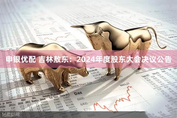 申银优配 吉林敖东：2024年度股东大会决议公告